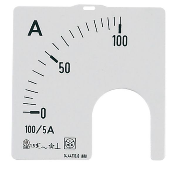 Interchangeable scale for ammeters RQ48E (by CT) - In: 100/5A
