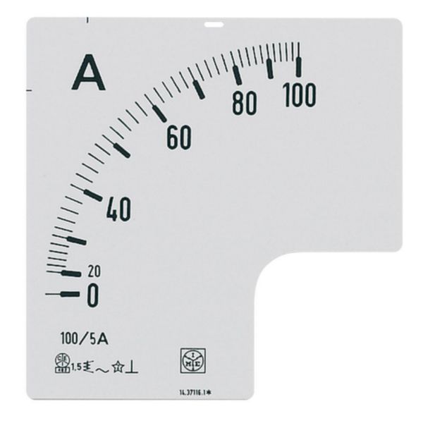 Interchangeable scale for ammeters RQ72E (by CT) - In: 75/1A
