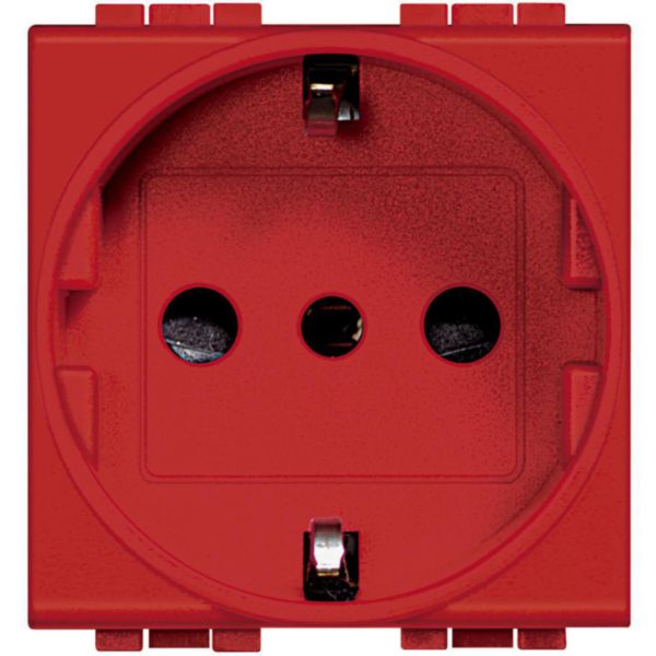 Socket P30 2P+T 16A 250 Vac - German standard and Plugs 10A with pins aligned - red