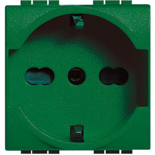 Socket 2P+T 16A 250 Vac - earth lateral contacts for Plugs german standard - green