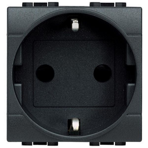 Socket 2P+T 16A 250 Vac with earth lateral contacts - german standard