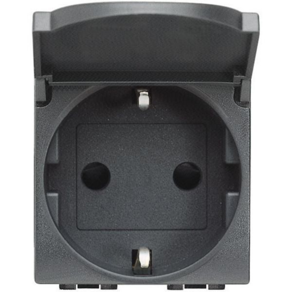 Socket 2P+T 16A 250 Vac with earth lateral contacts - german standard - with cover