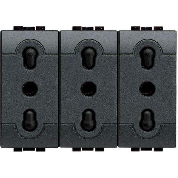Socket triplex 2P+T 10/16A 250 Vac