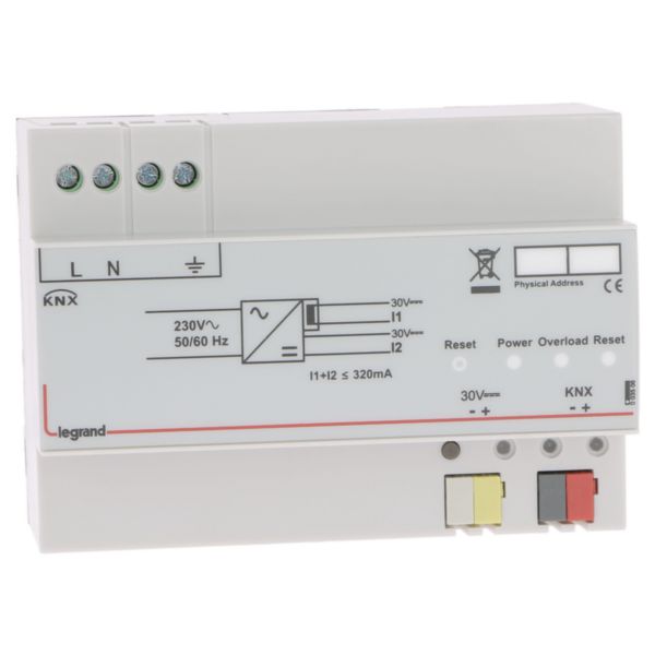 KNX modular power supply with RESET button and signaling LED