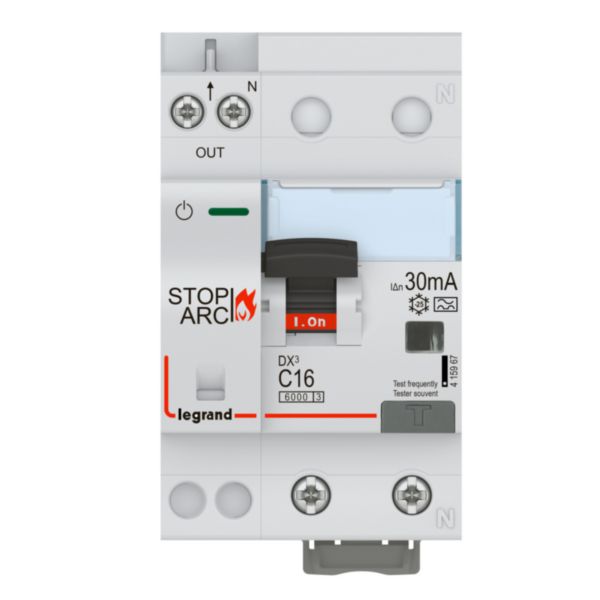 BTDIN Stop Arc with Rcbo 1P+N In= 16A, Idn 0,03A, Vn= 230Vac, Icn 10kA, curve C, type A