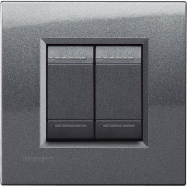 Square cover plate 2 modules - steel