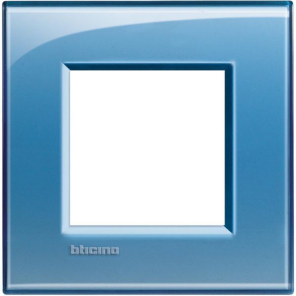 Square cover plate 2 modules - blue deep
