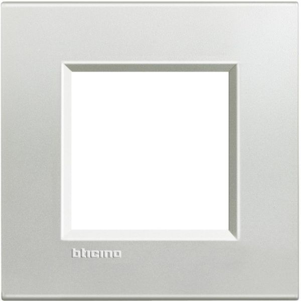 Square cover plate 2 modules - silver