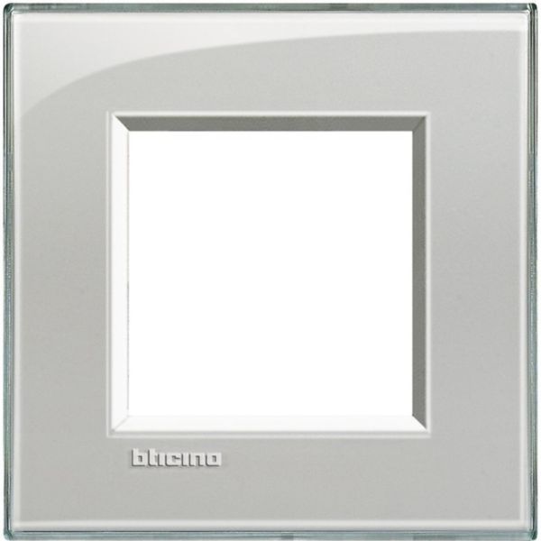 Square cover plate 2 modules - grey ice