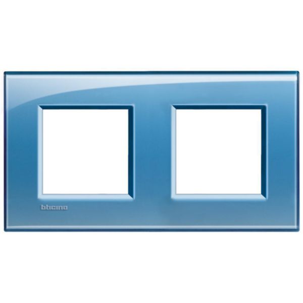 Square cover plate 2x2P 71mm blue