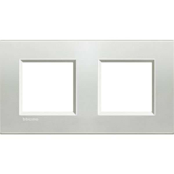 Square cover plate 2x2P 71mm silver