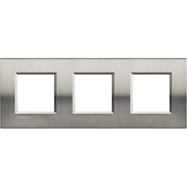 Square cover plate 2x3P 71mm brushed steel