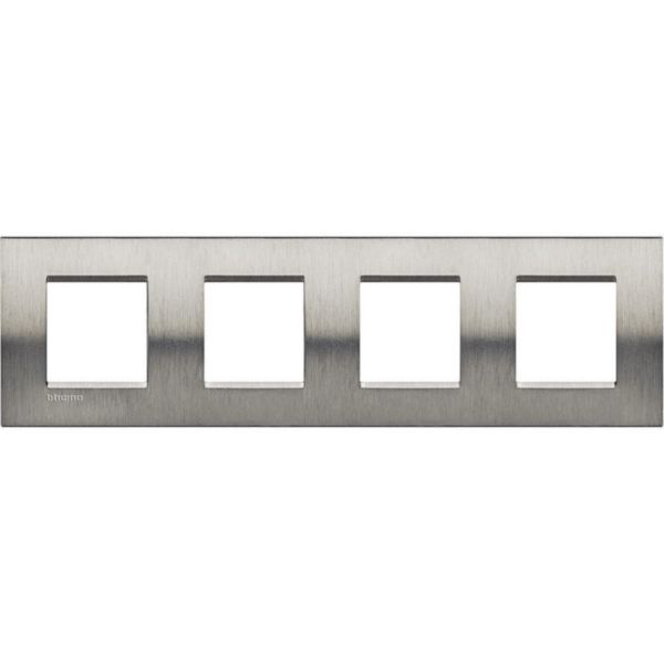 Square cover plate 2x4P 71mm brushed steel
