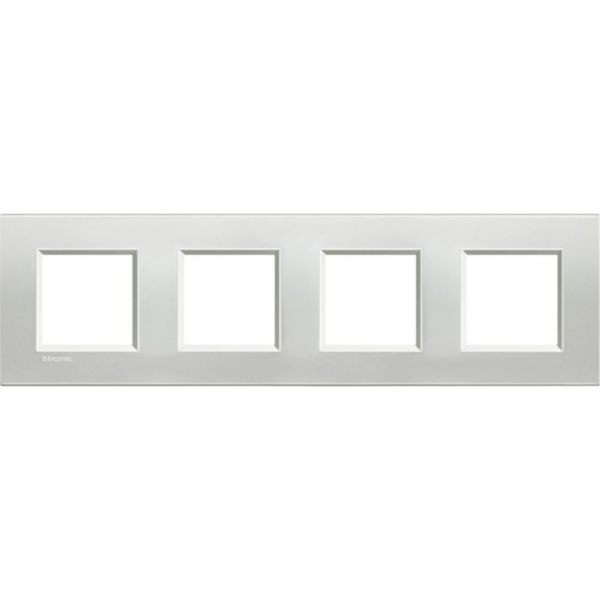 Square cover plate 2x4P 71mm silver