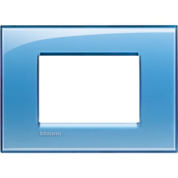 Square cover plate 3 modules - blue deep