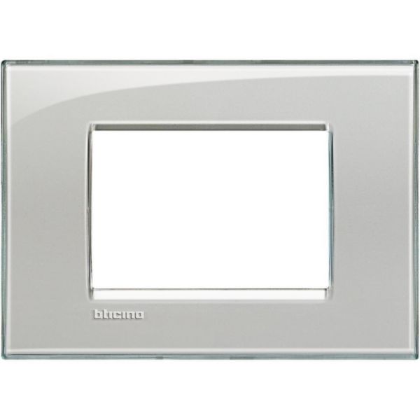 Square cover plate 3 modules - grey ice