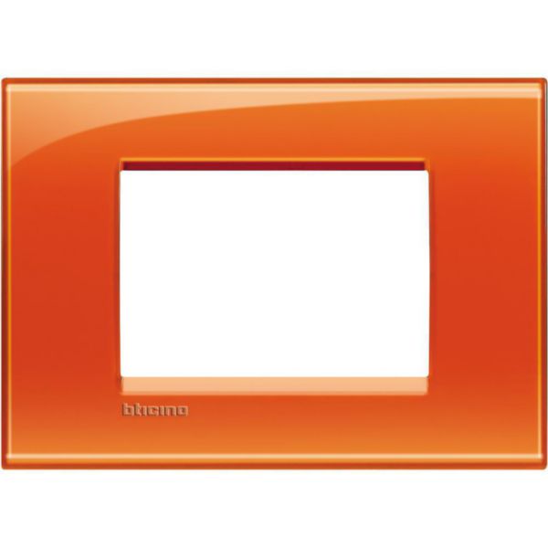 Square cover plate 3 modules - orange deep