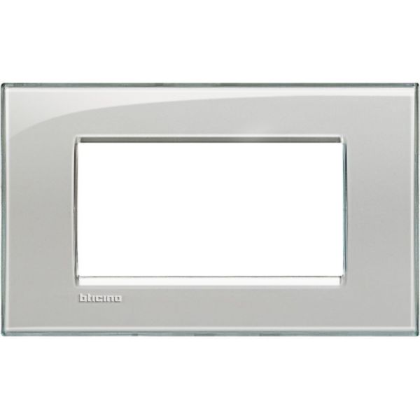 Square cover plate 4 modules - grey ice