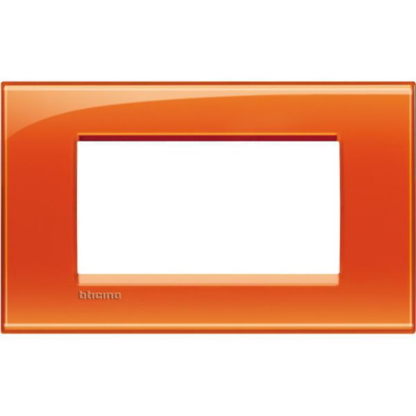 Square cover plate 4 modules - orange deep