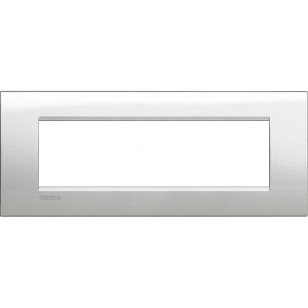 Square cover plate 7 modules - silver moon