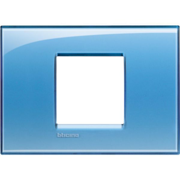 Square cover plate 2 modules centred - blue deep