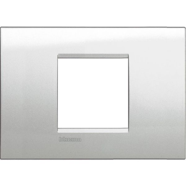 Square cover plate 2 modules centred - silver moon