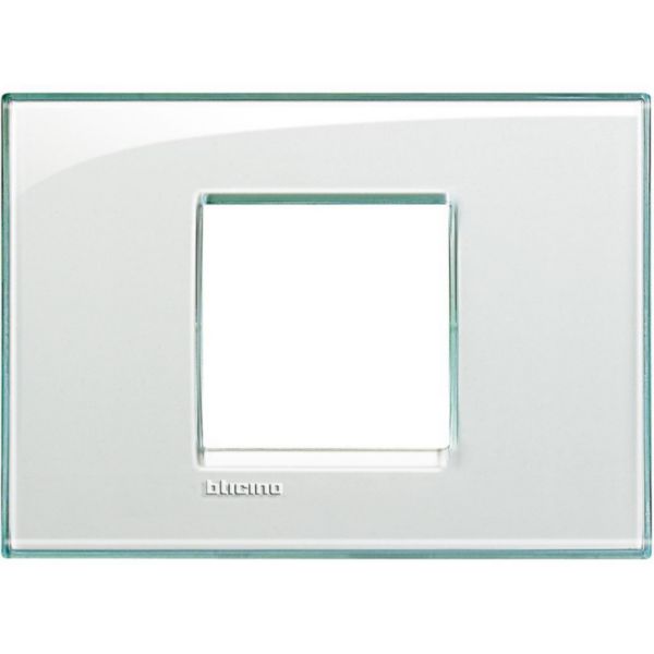 Square cover plate 2 modules centred - acquamarine