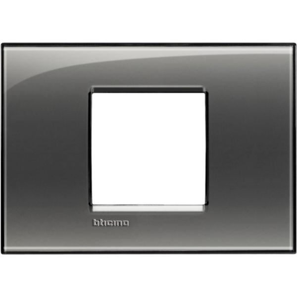 Square cover plate 2 modules centred - London smoke