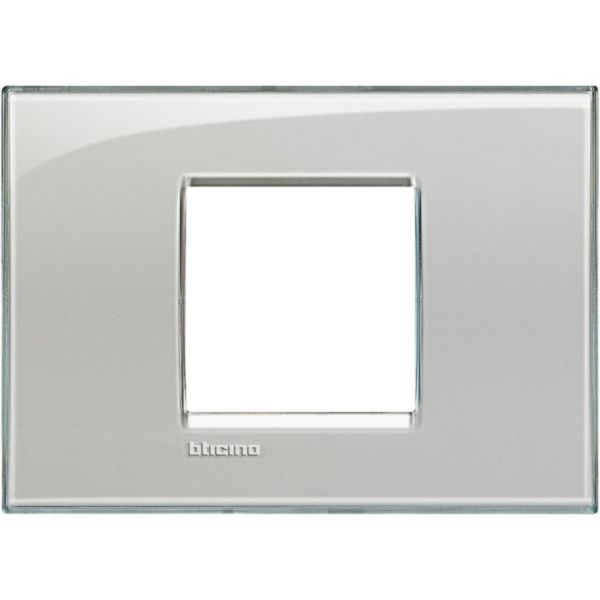 Square cover plate 2 modules centred - grey ice