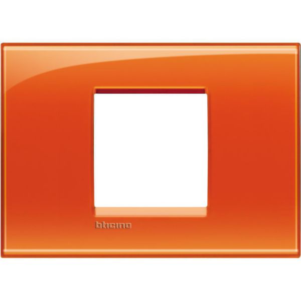 Square cover plate 2 modules centred - orange deep