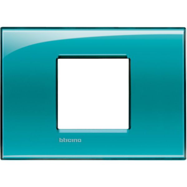Square cover plate 2 modules centred - green deep