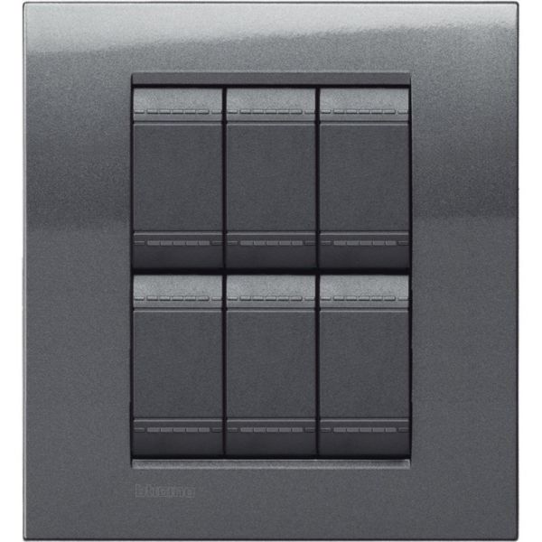 Square cover plate 3+3 modules - steel