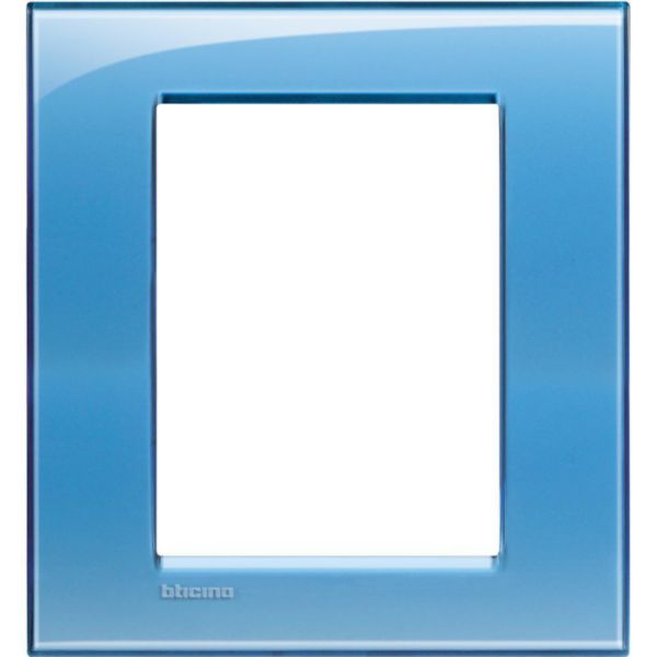 Square cover plate 3+3 modules - blue deep