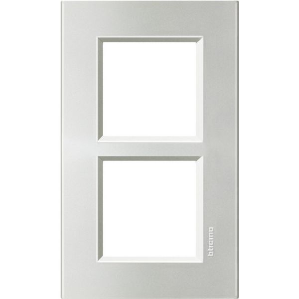 Square cover plate 2x2P 57mm silver