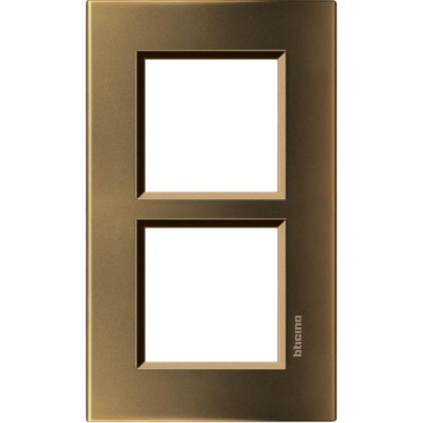 Square cover plate 2x2P 57mm bronze
