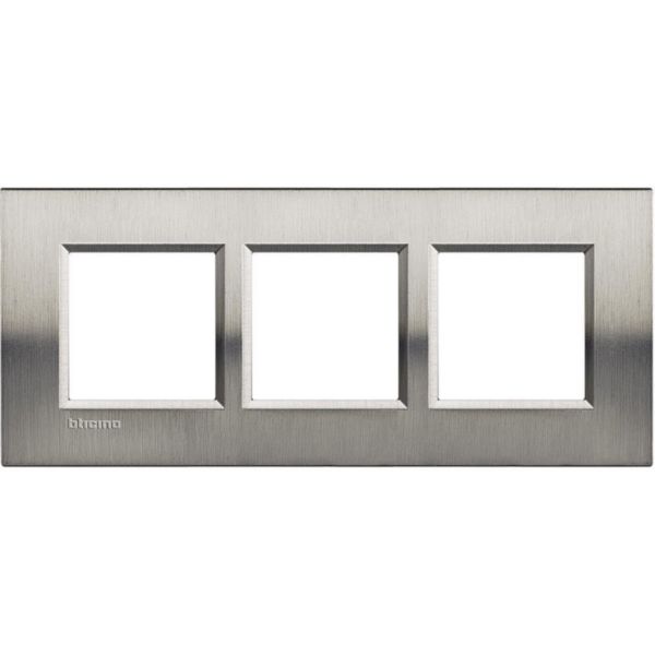 Square cover plate 2x3P 57mm brushed steel