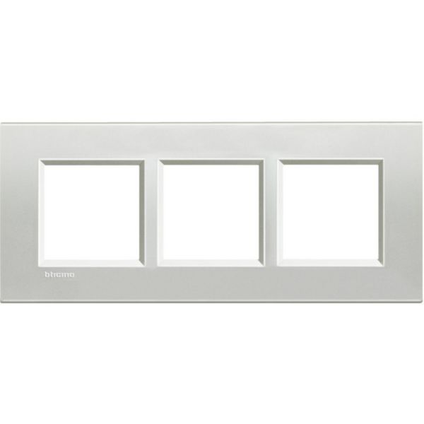 Square cover plate 2x3P 57mm silver