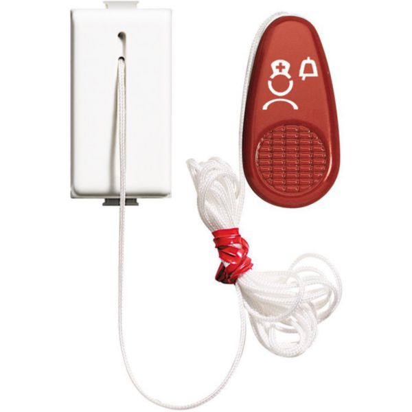Cord pushbutton (NC/NO) to be installed in the bathroom. Handle red color and icon with a nurse to activate request for assistance.