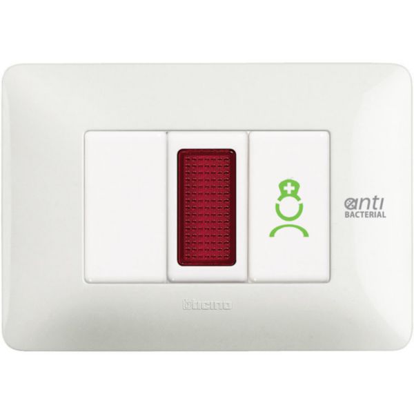 Cancellation WC call. NC pushbutton with icon nurse green color, to be installed in the bathroom attached to the patient's room