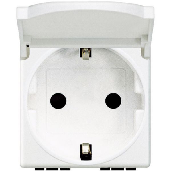 Socket 2P+T 16A 250 Vac with earth lateral contacts - german standard - with cover