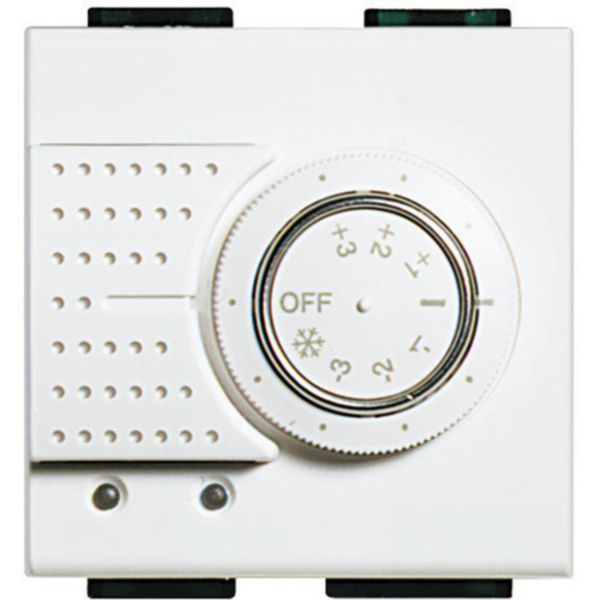 Room temperature control sensor for heating and cooling systems with knob for +/- 3 °C.