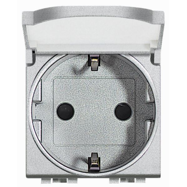 Socket 2P+T 16A 250 Vac with earth lateral contacts - german standard - with cover