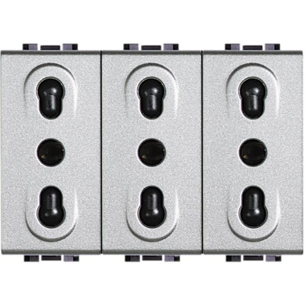 Socket triplex 2P+T 10/16A 250 Vac