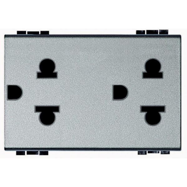 Socket duplex universal 2P+T 16A 127/250 Vac - euroamerican standard