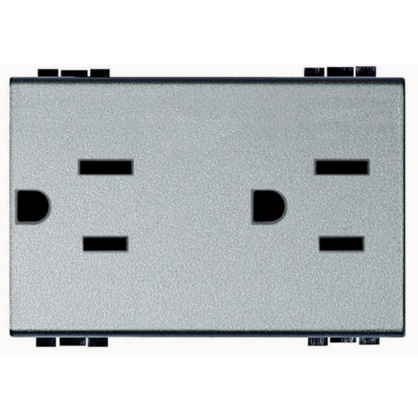 Socket duplex universal 2P+T 15A 127/250 Vac - american standard
