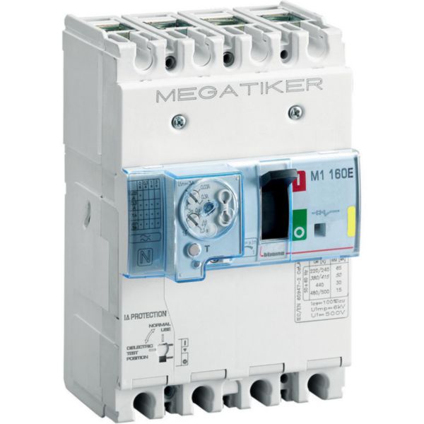M1 160E - thermal-magnetic Mccb with residual current protection 3P+N/2 - Icu= 16kA - In= 40A
