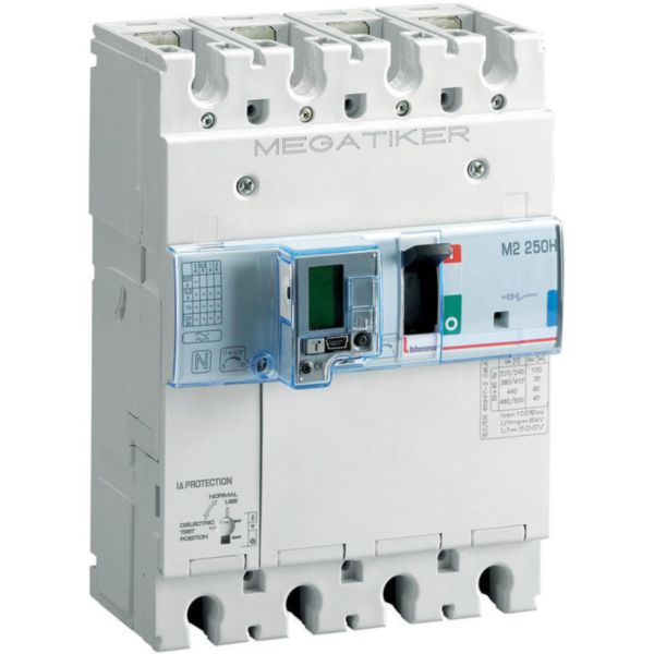 M2 250H - electronic Mccb with earth leakage protection and measure 3P+N - Icu= 70kA - In= 100A