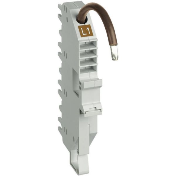 Base for top cable connection BTDIN 1P 1 module - In=63A - L1 - brown