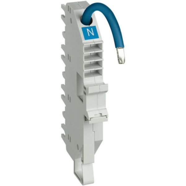 Base for top cable connection BTDIN 1P 1 module - In=63A - N - blue