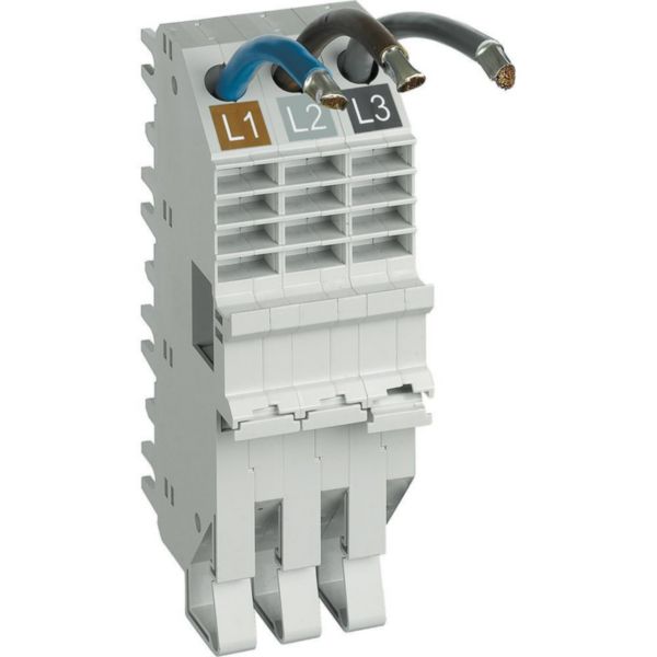 Base for top cable connection BTDIN 3P 3 modules - In=63A - L1+L2+L3